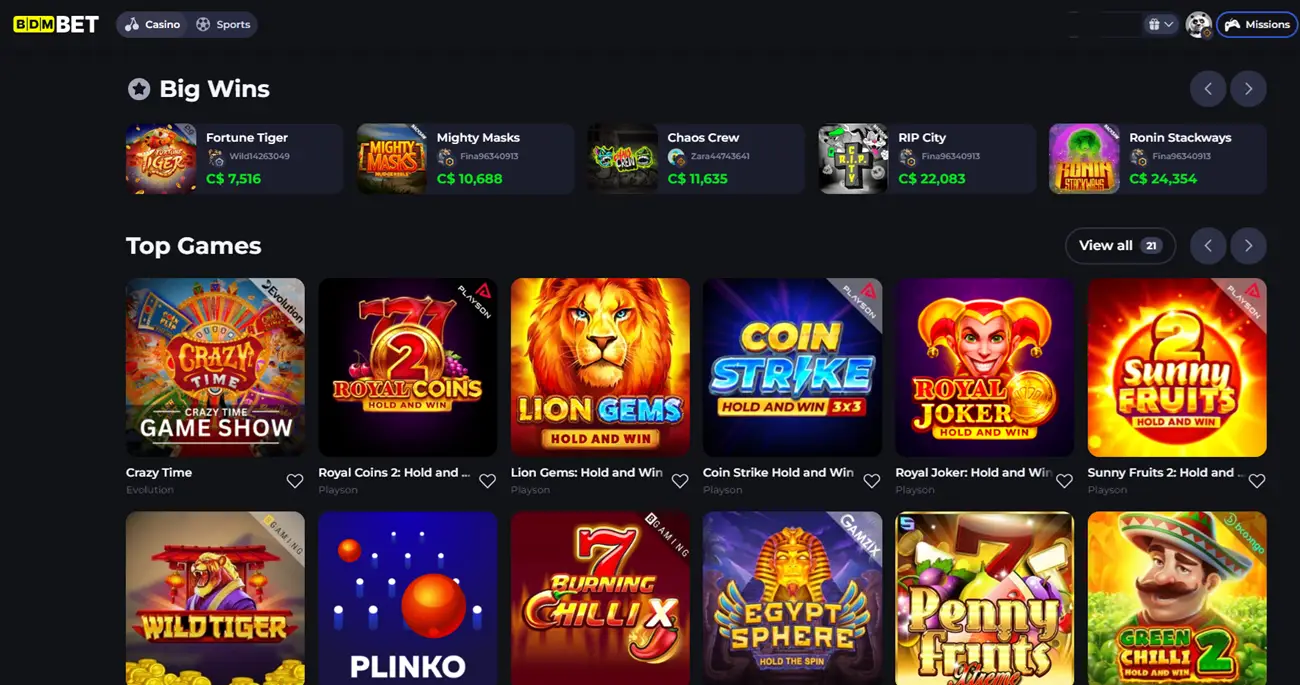 BDM Bet Casino Games