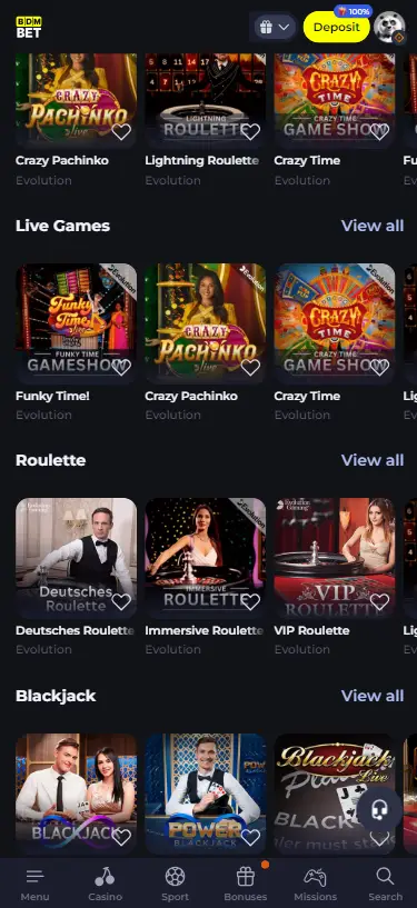 BDMBet Casino App Live Games