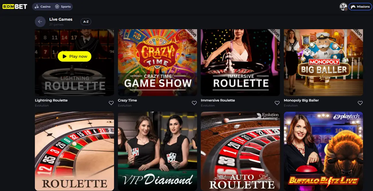 BDMBet Casino Live Games