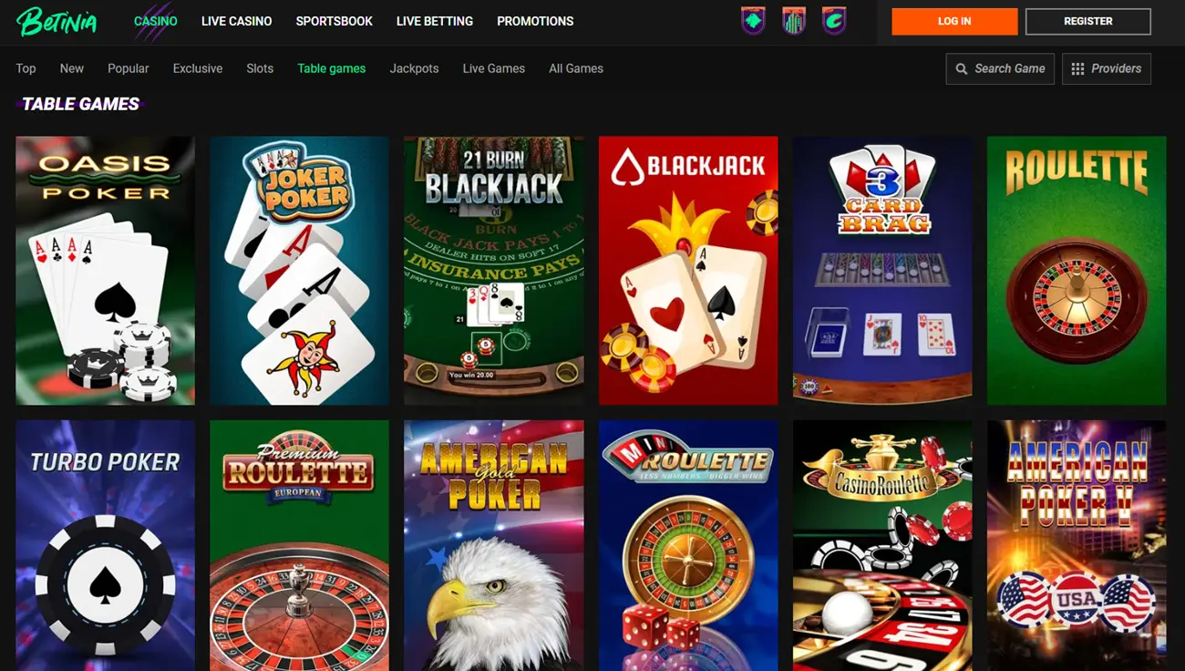 Betinia casino high roller games