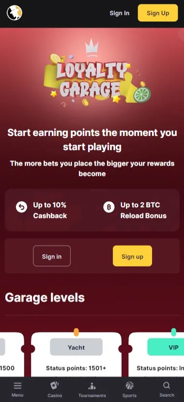 Fortunejack Loyalty Program Mobile