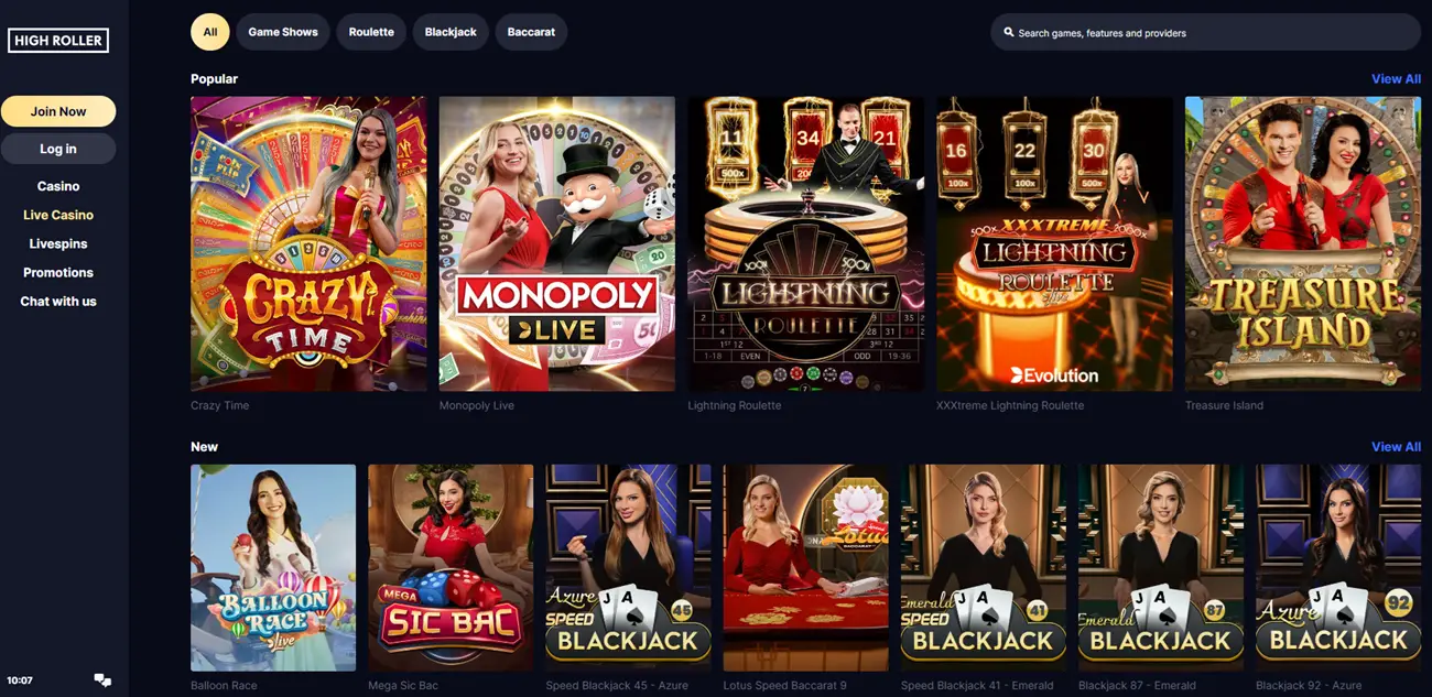 HighRoller.com Live Casino