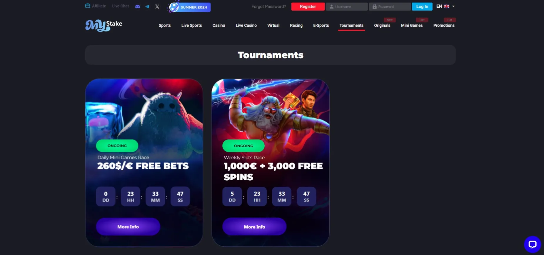 Mystake casino Tournaments