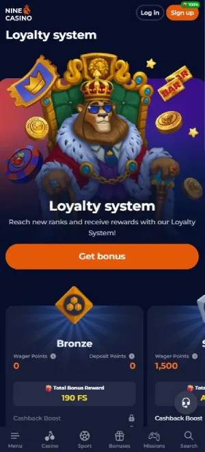 Ninecasino Mobile Loyalty Program