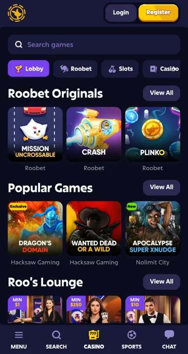 Roobet Mobile Casino Games