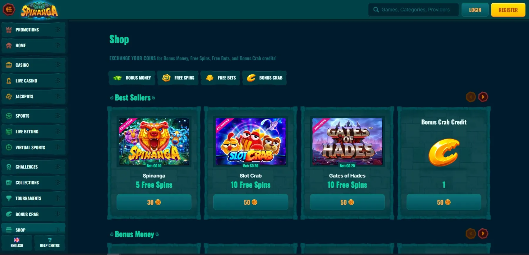 Spinanga Casino Bonus Shop