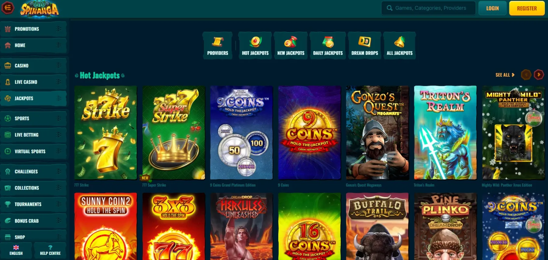 Spinanga Casino Jackpots