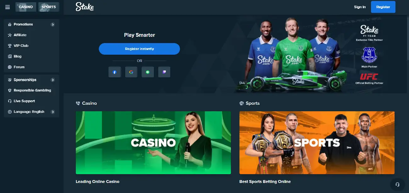 Stake Casino Homepage