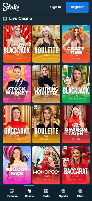 Stake High Roller Casino Live on a Mobile