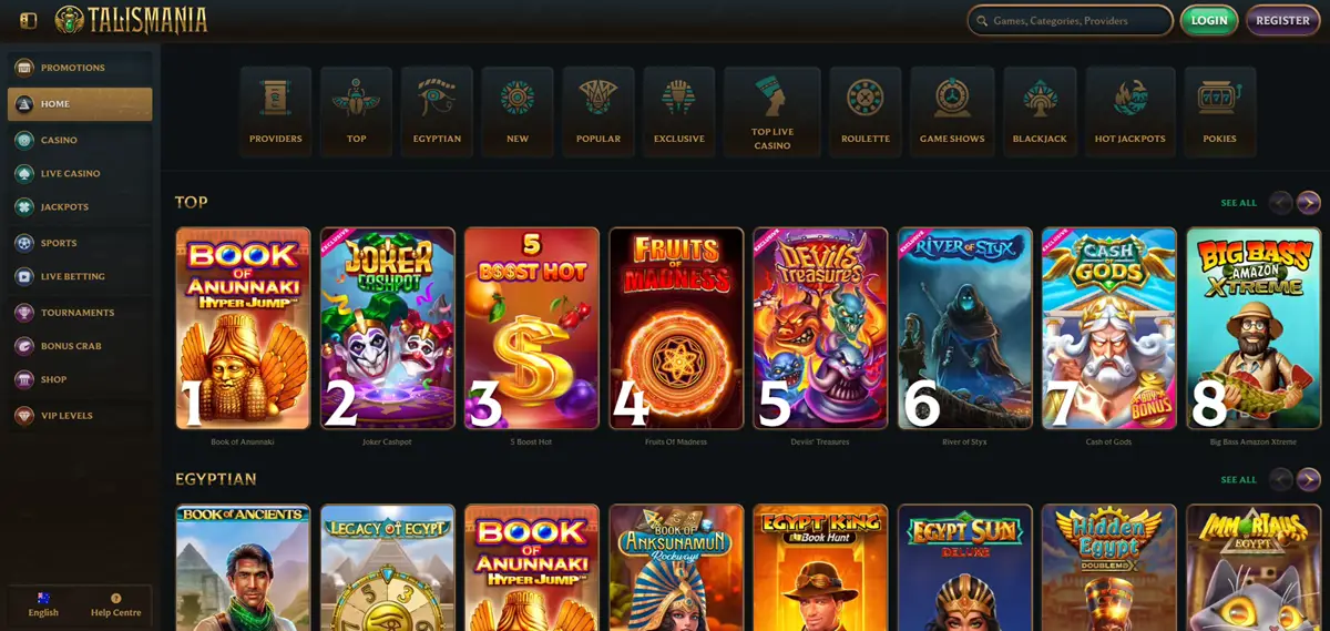 Talismania high roller casino games