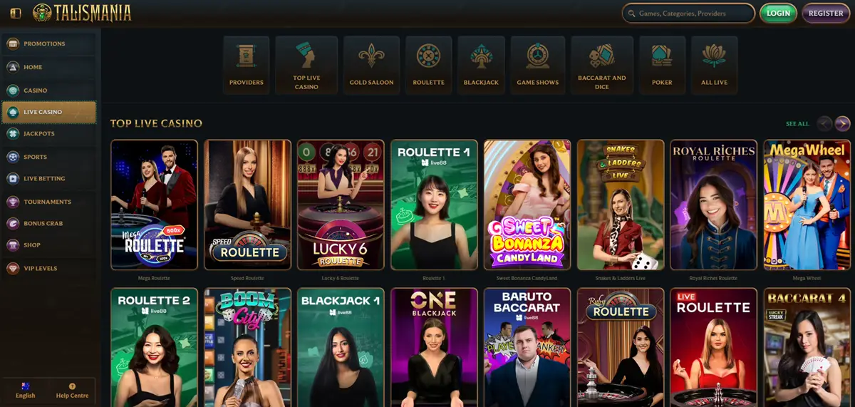 Talismania casino live games