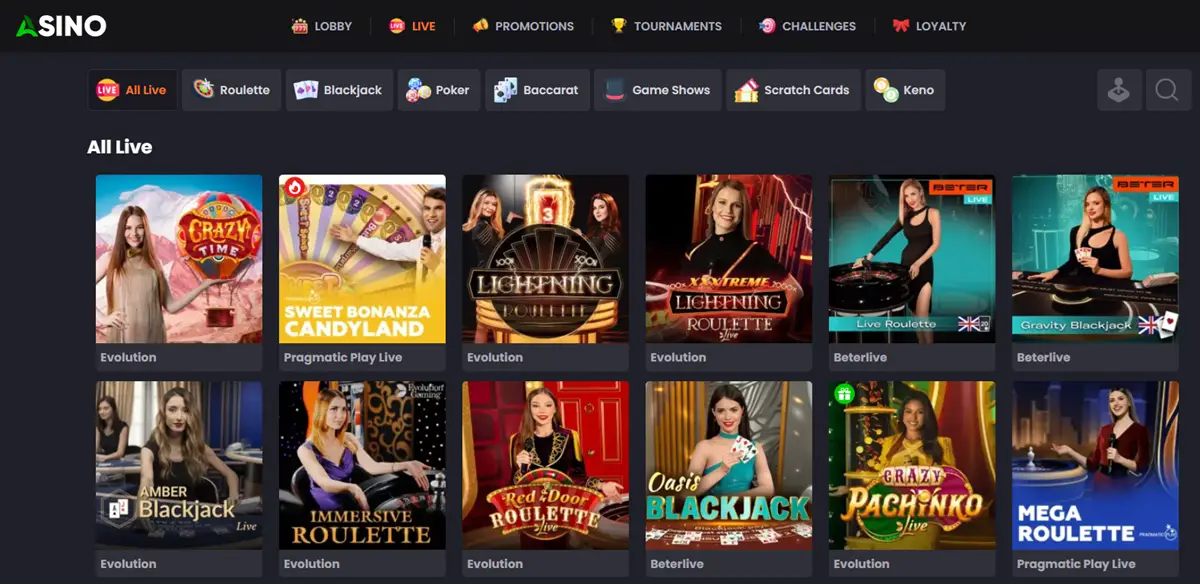 Asino casino live games