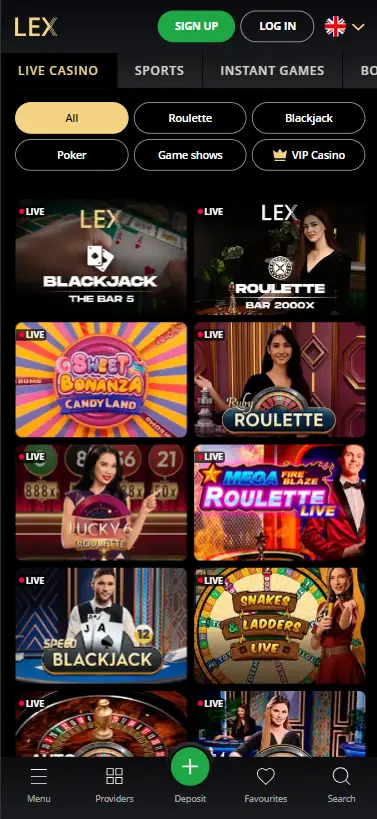 Lex casino app live games