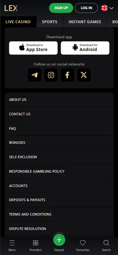 Lex casino mobile app