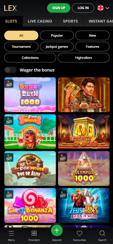 Lex casino mobile games