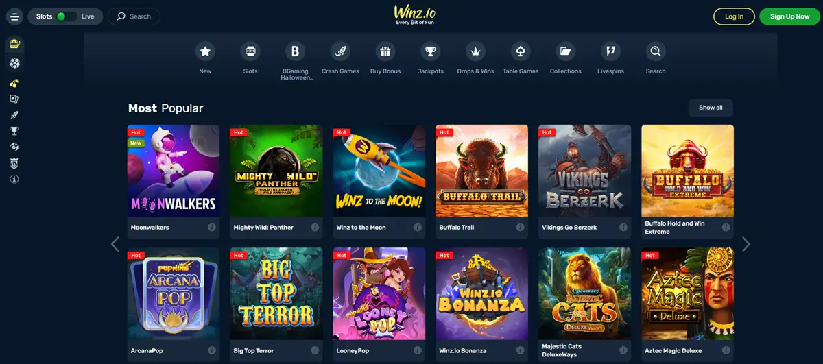 Winz high roller casino games