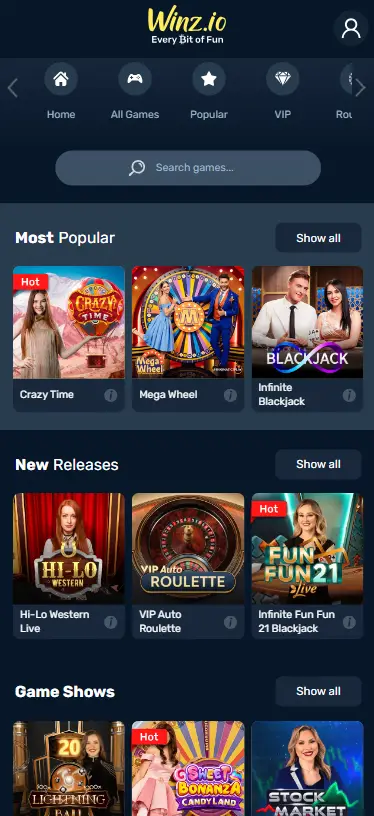 Winz io casino app game